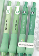 Kaiso Cute Panda Gel Pen Set - 4 Pcs | 0.5mm Black Ink | Smooth Writing & Soft Grip