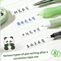 Kaiso Cute Panda Pen-Style Correction Tape Set - Pack of 3 (6m x 5mm) | Instant Dry & Smooth Glide