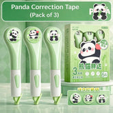Kaiso Cute Panda Pen-Style Correction Tape Set - Pack of 3 (6m x 5mm) | Instant Dry & Smooth Glide