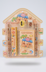 Kaiso Cute Capybara School Supplies Set - Includes Notebook, Pencils, Ruler, Eraser, and Sharpener