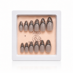 Kaiso Premium Grey Ombre Press-On Nails – 12 Pcs Reusable Artificial Nail Set with Glue Tabs