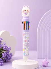 Kaiso 10-in-1 Multicolor Retractable Ballpoint Pen with Cute Cartoon Topper