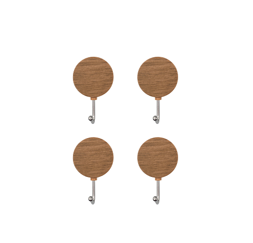 Round Imitation Wood Grain Hooks Set of 4 (L)