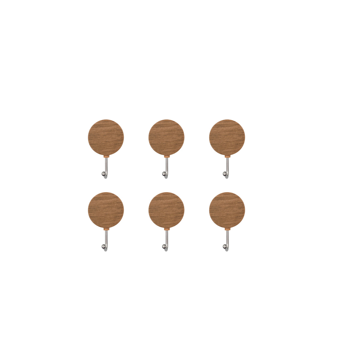 Round Imitation Wood Grain Hooks Set of 6 (S)