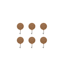Round Imitation Wood Grain Hooks Set of 6 (S)