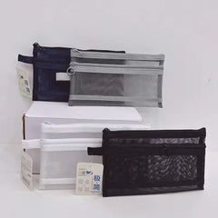 Miniso Minimalism Collection A6 Double-Layer Mesh Stationery Case (4 Assorted Models: Black, White, Gray, Blue)