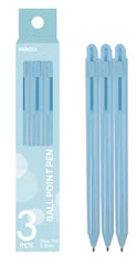Miniso Retractable Ballpoint Pen 3 Pack(0.7mm, Blue) （Blue Barrel) NEW