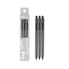 Miniso Retractable Ballpoint Pen 3 Pack(0.7mm, Blue) （Dark Grey Barrel)