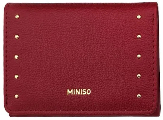 Miniso Fashion Studded Tri-Fold Short Women's Wallet(Red)