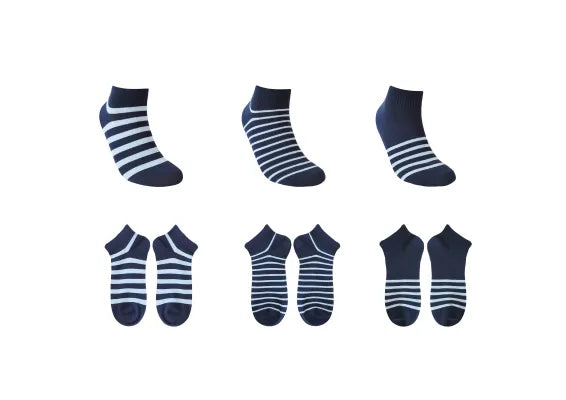 Miniso Men's Striped Ankle Socks (6 Pairs)(Blue)