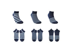 Miniso Men's Striped Ankle Socks (6 Pairs)(Blue)