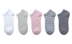 Miniso Women's Ankle Socks (5 Pairs)(Pink & Gray)