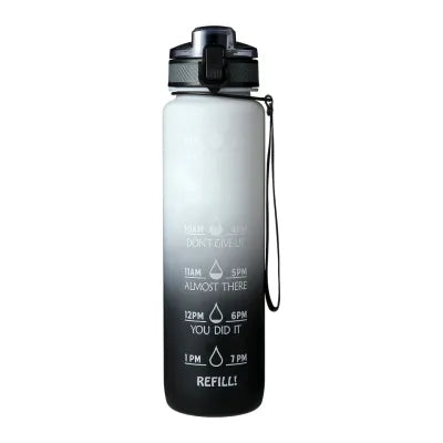 Miniso Gradient Series Cool Water Bottle with Strap for Sports - 1000mL(Black & White)