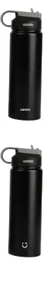 Miniso  Solid Color Stainless Steel Bottle with Handle and Straw Lid (900mL)(Black)