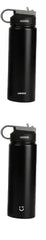 Miniso  Solid Color Stainless Steel Bottle with Handle and Straw Lid (900mL)(Black)