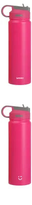 Miniso Solid Color Stainless Steel Bottle with Handle and Straw Lid (900mL)(Pink)