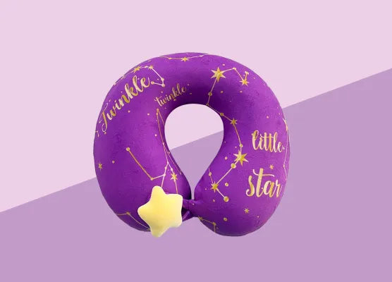 Moon Star Series Memory Foam U-Shaped Neck Pillow (Purple)