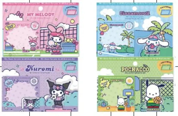 Hello Kitty and Friends Sports Collection 80-Sheet Sticky Notes & Acrylic Clips Set (4 Assorted Models