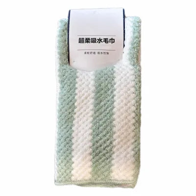 Miniso Striped Coral Fleece Towel (Green)