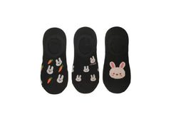 Miniso Animal Series Bunny No-Show Socks (3 Pairs)(Black)