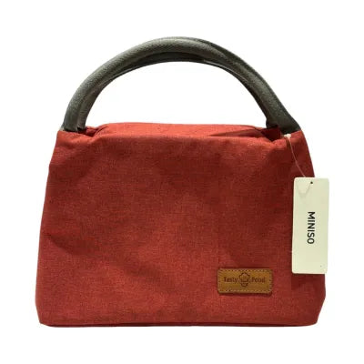 Miniso Simple Solid Color Large-capacity Bento Bag(Red)