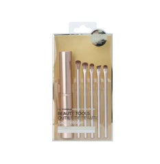Miniso Portable Eye Makeup Brushes Set with Holder (5 pcs, Gold)