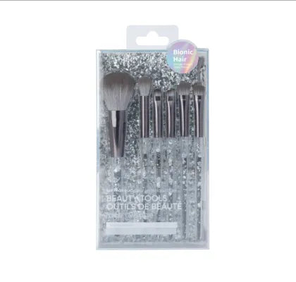 Makeup Brushes with Zipper Bag (6 pcs, Gray)