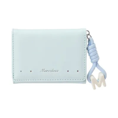 M Pendant Tri-Fold Short Women's Wallet(Light Blue)