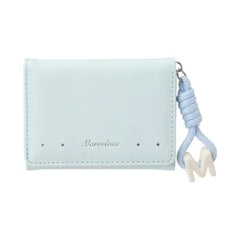 M Pendant Tri-Fold Short Women's Wallet(Light Blue)
