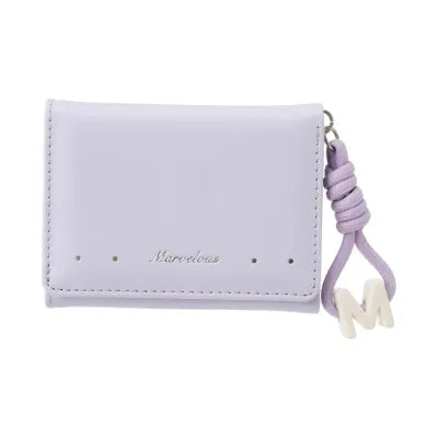 M Pendant Tri-Fold Short Women's Wallet(Light Purple)