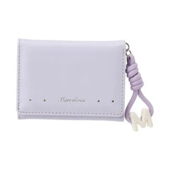 M Pendant Tri-Fold Short Women's Wallet(Light Purple)