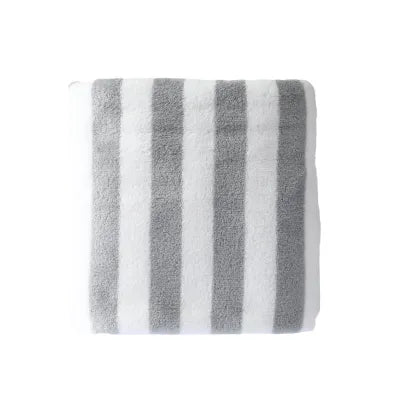 Miniso Classic Striped Coral Fleece Bath Towel(Gray)