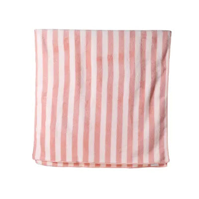 Miniso Classic Striped Coral Fleece Bath Towel(Pink)