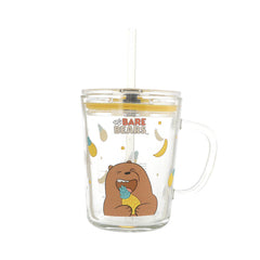 We Bare Bears Collection 5.0 Glass Cup with Straw (400mL)(Grizz)