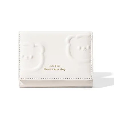 Bear Print Short Tri-Fold Women's Wallet(Light Apricot)