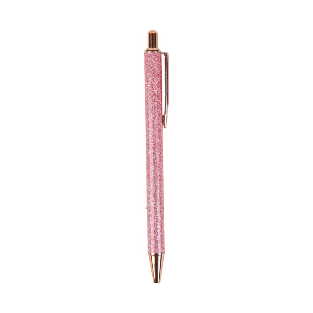 Glitter Series Glittery Metal Ballpoint Pen (0.7mm, Black) (Pink Barrel)