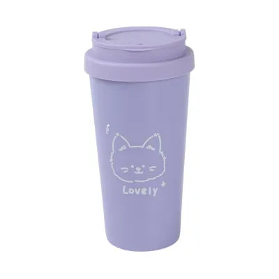 Animal Series Coffee-Style Plastic Cup with Lid 520mL(Purple)