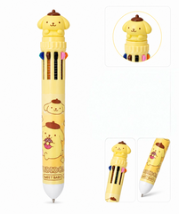 Kaiso 10-in-1 Multicolor Retractable Ballpoint Pen with Cute Cartoon Topper