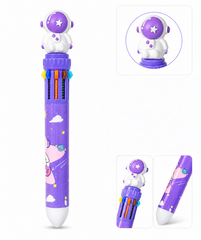 Kaiso 10-in-1 Multicolor Retractable Ballpoint Pen with Cute Cartoon Topper