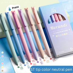 kaiso Morandi Neutral Gel Pen Set (6-Piece) | 0.5mm ST Fine Tip Smooth Writing Aesthetic Pastel Pens