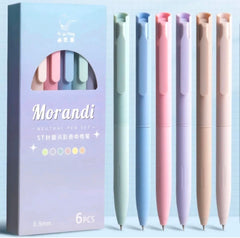 kaiso Morandi Neutral Gel Pen Set (6-Piece) | 0.5mm ST Fine Tip Smooth Writing Aesthetic Pastel Pens