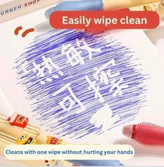 Kaiso Burger Shop Erasable Gel Pen Set – 4 Pcs [0.5mm Blue Ink]