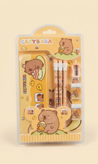 Kaiso Capybara Stationery Gift Set – Cute Cartoon School Supply Kit with Pencil Box, Pencils, Eraser & Sharpener