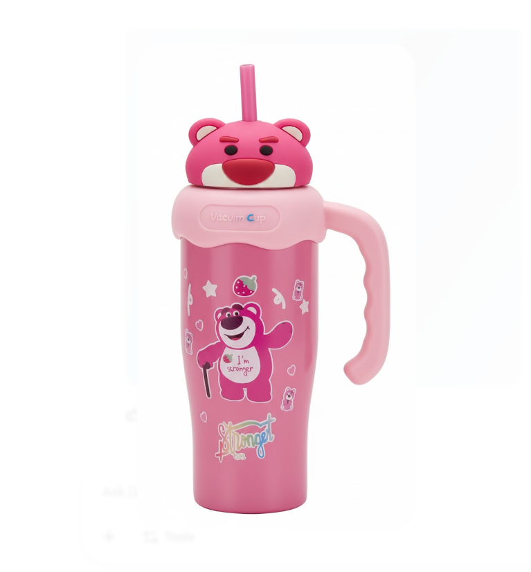Miniso Sipper with pop cap - 900ml (pink 01)