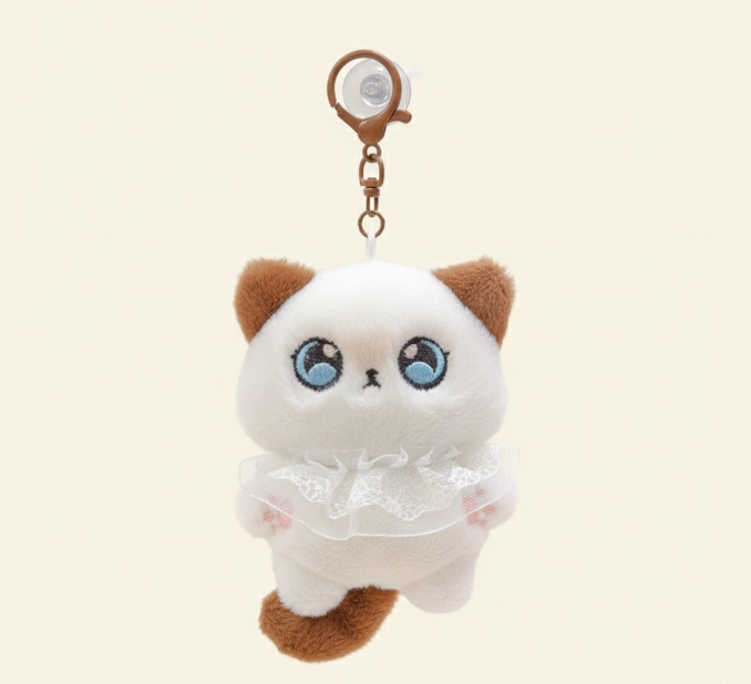 Miniso Siamese Plush Cat keychain (lace)
