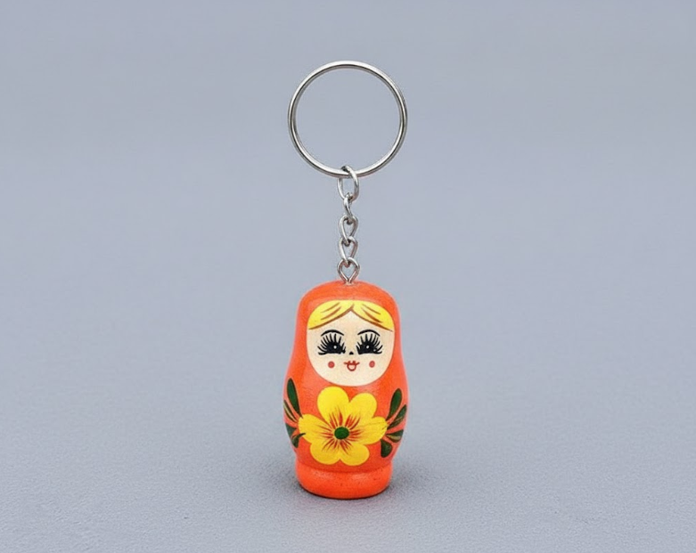 Miniso Russian Nesting Doll Keychain (Orange)