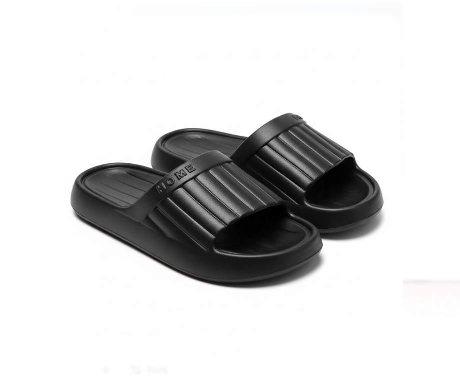 Miniso Unisex Open Toe Non-Slip Breathable Slippers (Black)