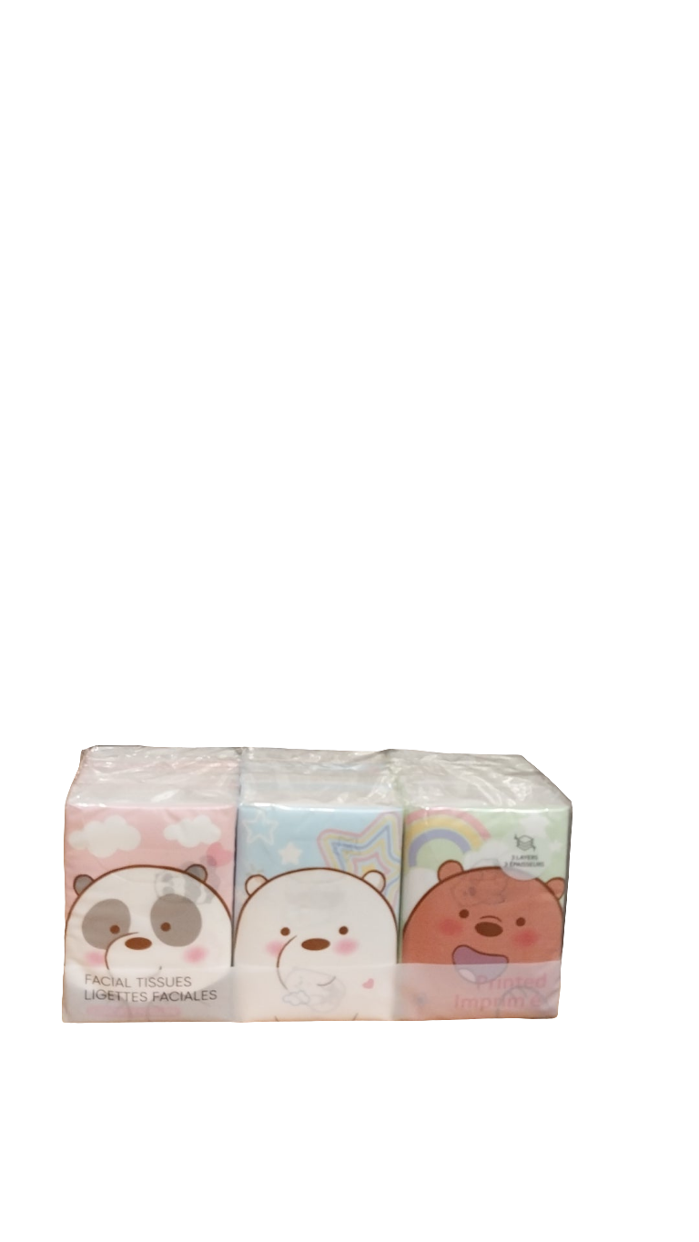 We Bare Bears Collection 4.5 Fragrance free Facial Tissues Wiyh Prints (9 Sheets*9 packs)