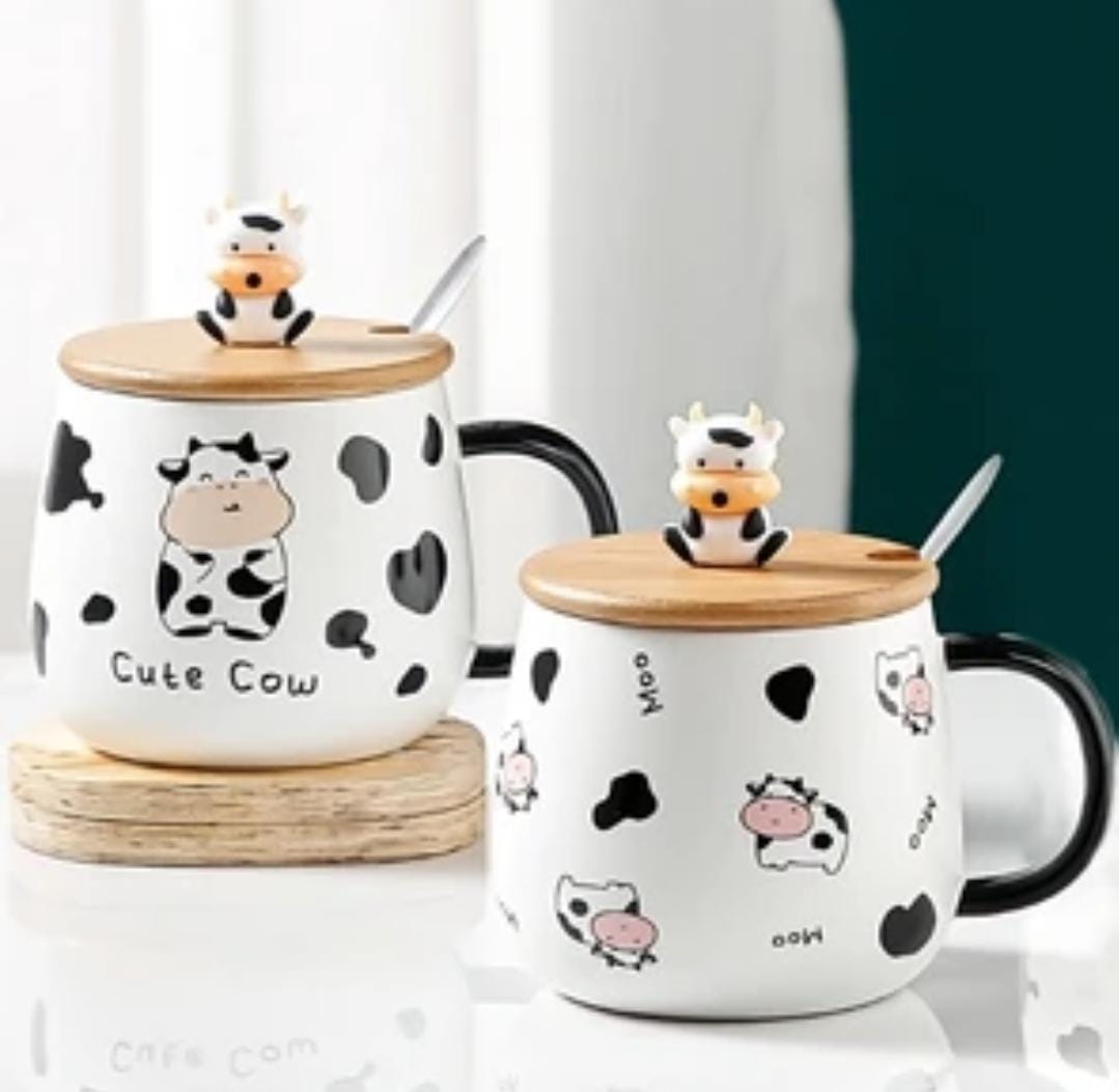 Miniso Cow Themed Mug With 3d Cow Head Lid