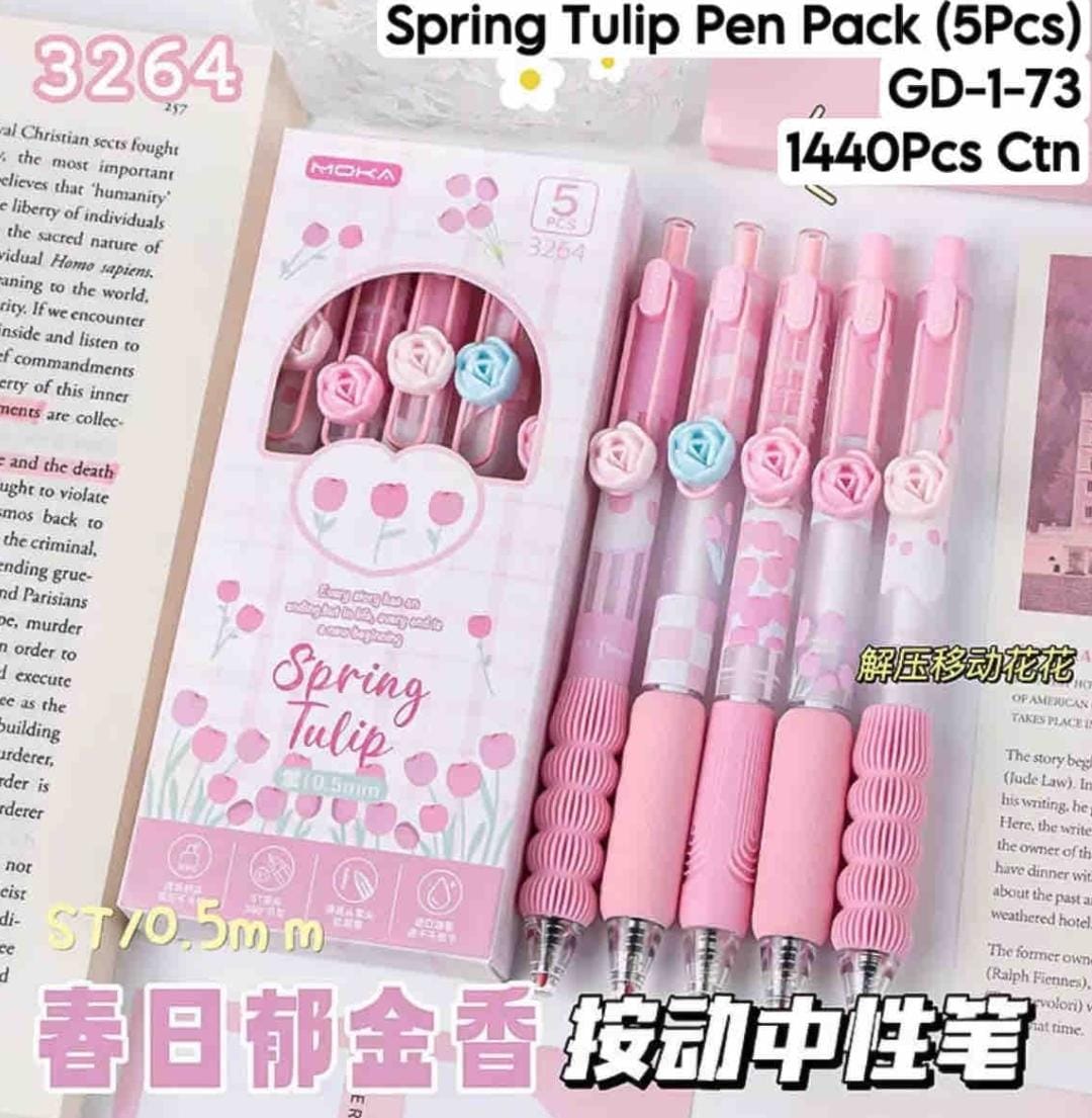 Miniso Spring Tulip Pen Pack (5 pcs)